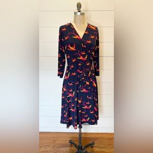 Leota Matte Jersey Dress in Bird Print